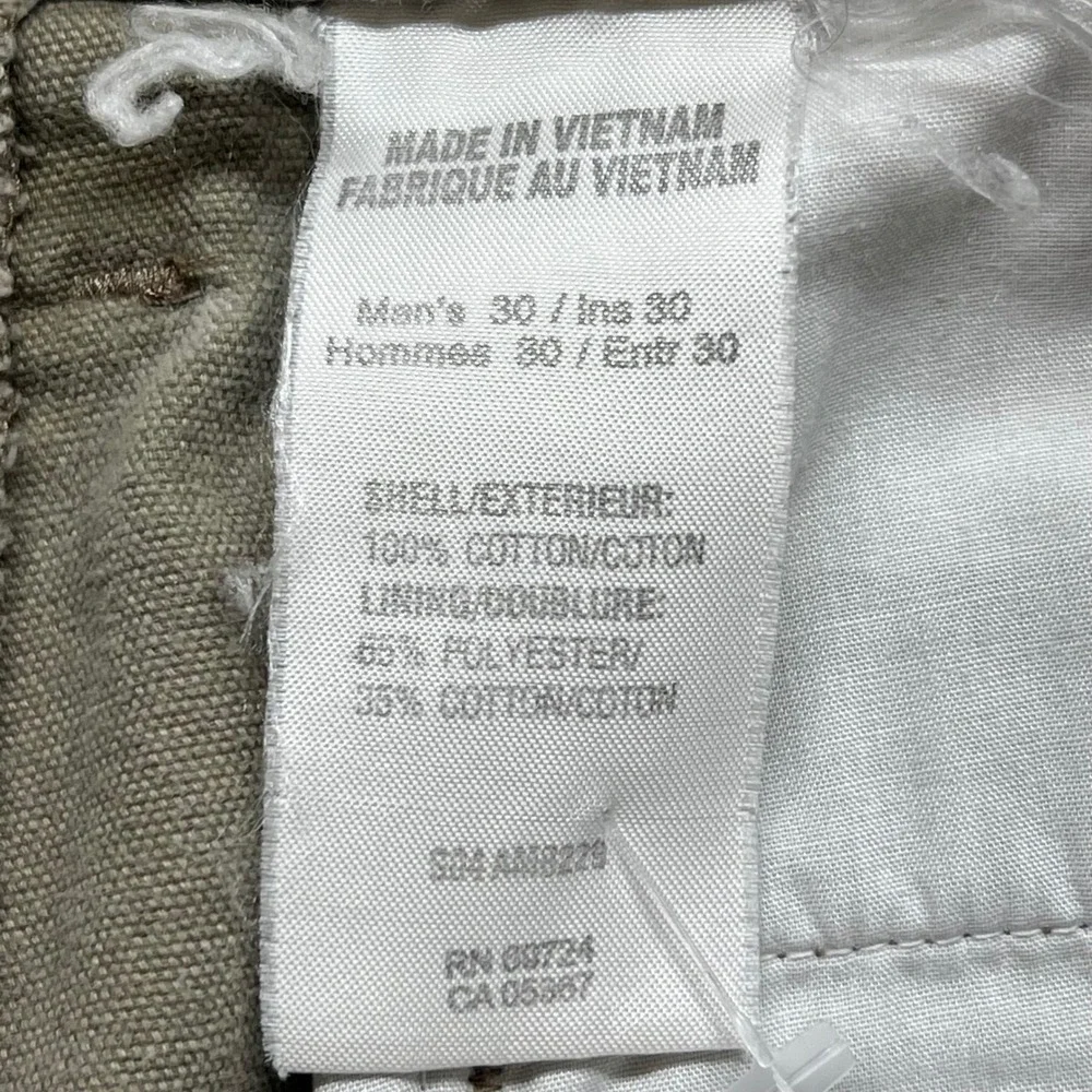 Columbia Mens Tan Khaki Cotton Canvas Cargo Shorts Pleated Hiking Outdoor 30